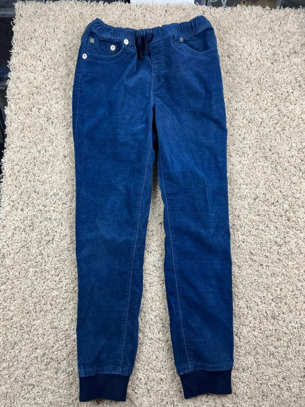 True Religion Women's Slim Blue Cord Jogger Pants Size 14 Elastic Waist Stretch